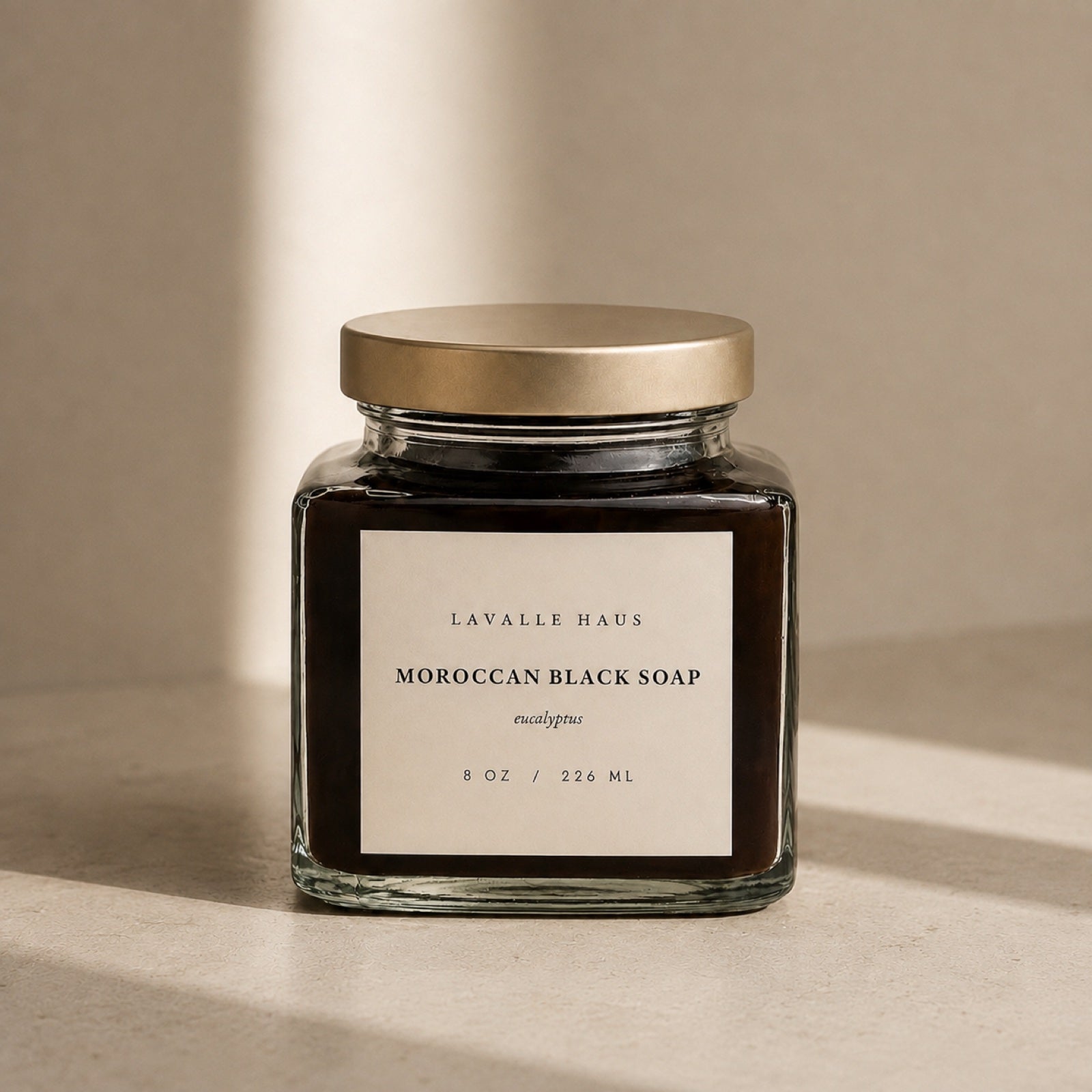 Moroccan Black Soap jar with gold lid